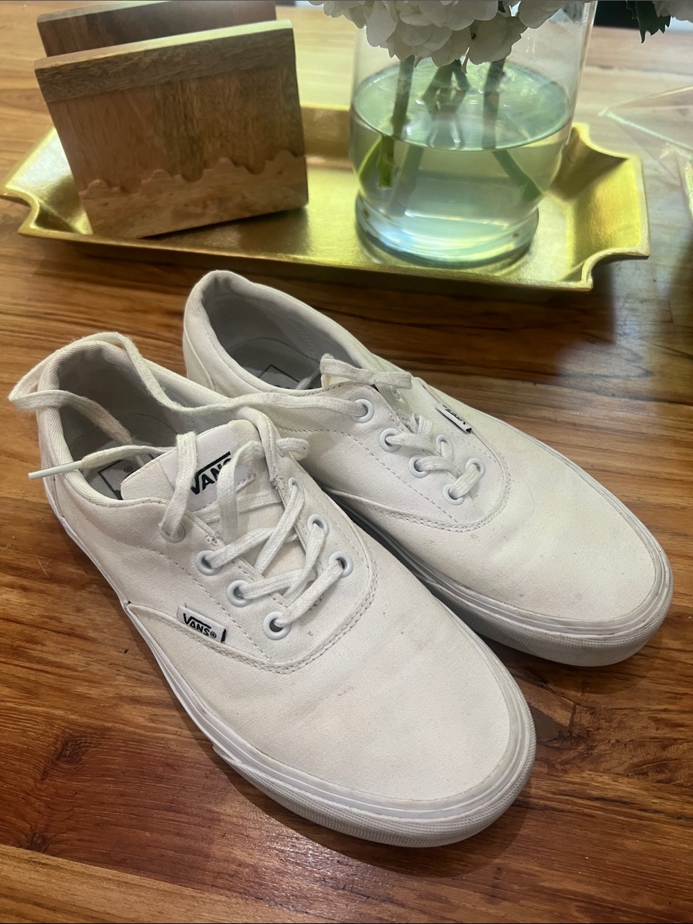 Vans White Canvas Low-Top Sneakers